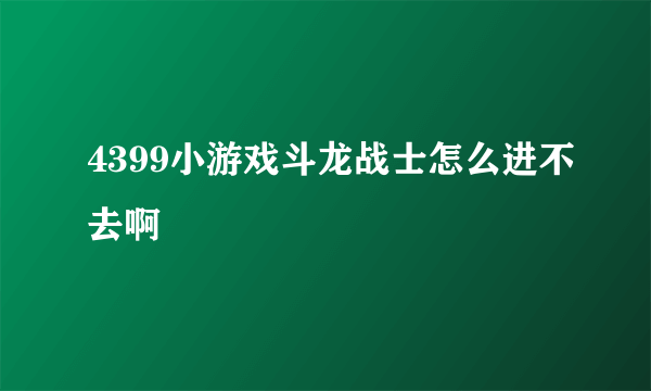 4399小游戏斗龙战士怎么进不去啊