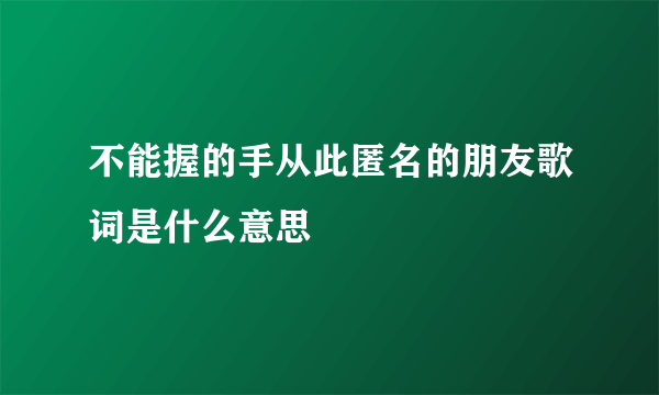 不能握的手从此匿名的朋友歌词是什么意思