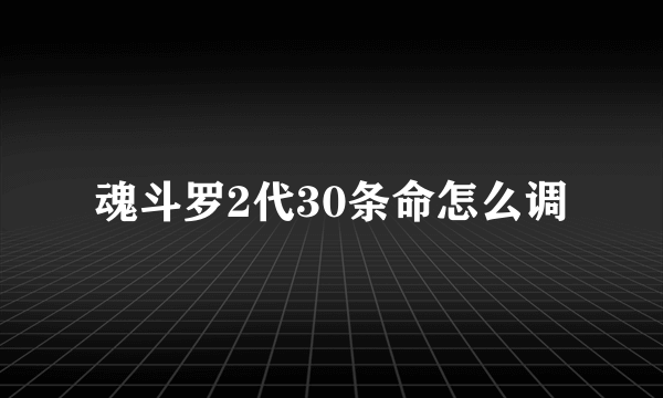 魂斗罗2代30条命怎么调