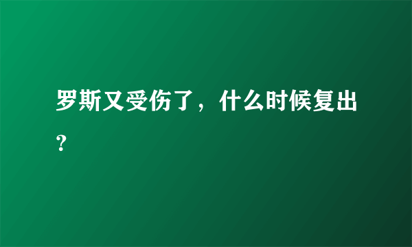 罗斯又受伤了，什么时候复出？