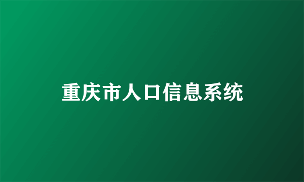 重庆市人口信息系统