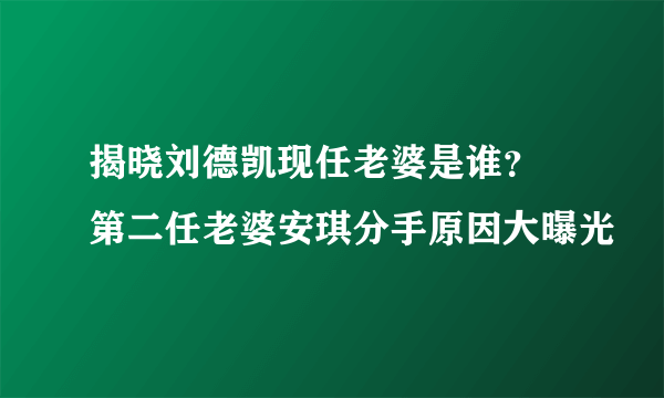 揭晓刘德凯现任老婆是谁？ 第二任老婆安琪分手原因大曝光