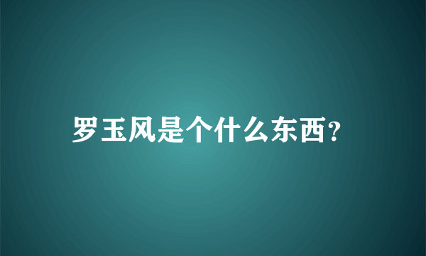 罗玉风是个什么东西？