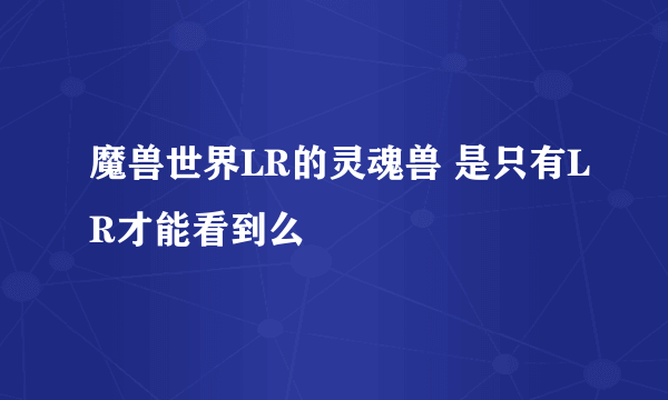 魔兽世界LR的灵魂兽 是只有LR才能看到么