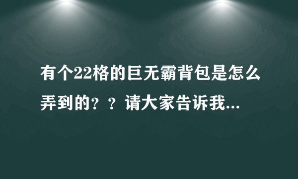 有个22格的巨无霸背包是怎么弄到的？？请大家告诉我下 谢谢