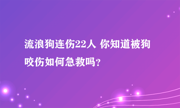 流浪狗连伤22人 你知道被狗咬伤如何急救吗？