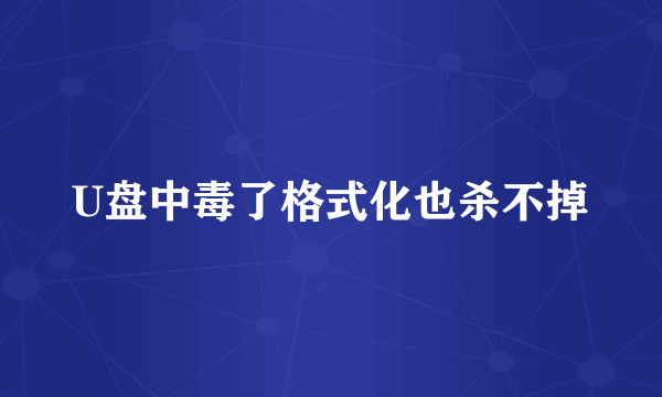 U盘中毒了格式化也杀不掉