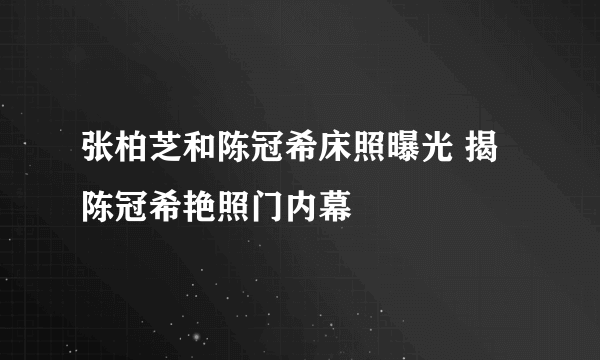 张柏芝和陈冠希床照曝光 揭陈冠希艳照门内幕