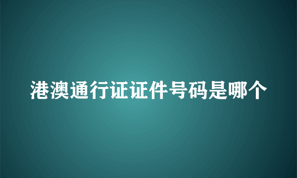 港澳通行证证件号码是哪个