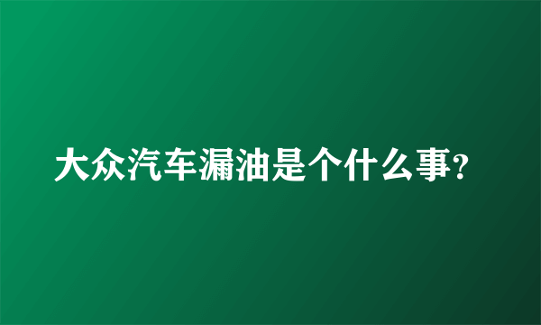 大众汽车漏油是个什么事？