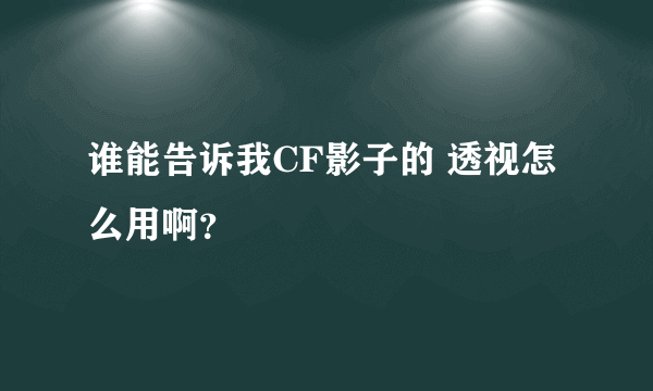 谁能告诉我CF影子的 透视怎么用啊？