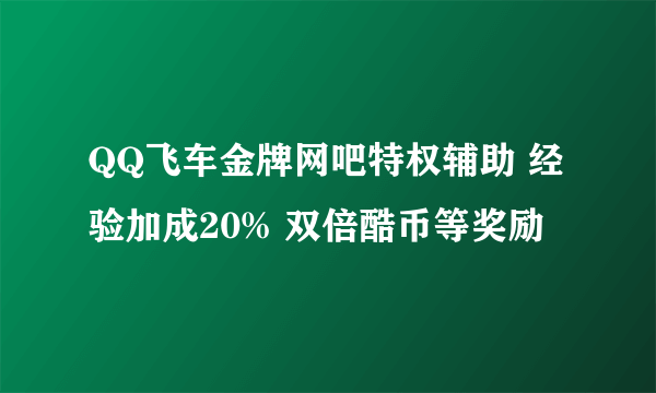 QQ飞车金牌网吧特权辅助 经验加成20% 双倍酷币等奖励