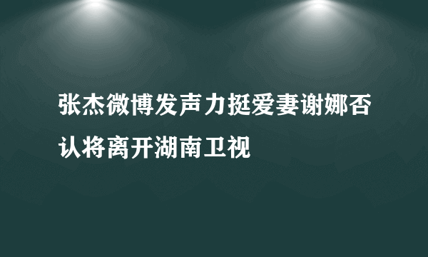 张杰微博发声力挺爱妻谢娜否认将离开湖南卫视