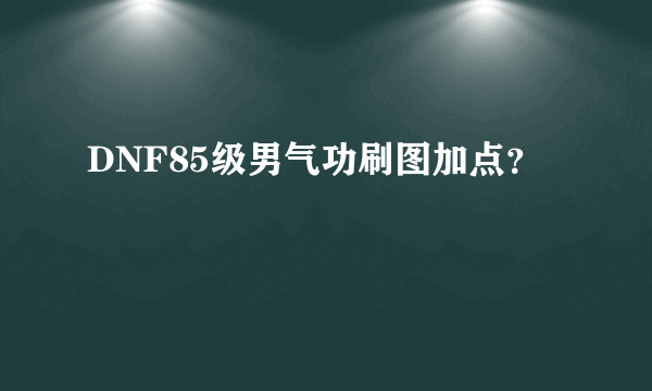 DNF85级男气功刷图加点？