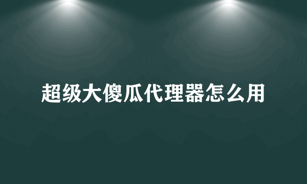 超级大傻瓜代理器怎么用