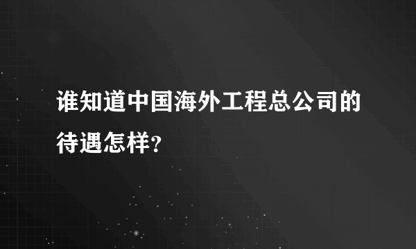 谁知道中国海外工程总公司的待遇怎样？