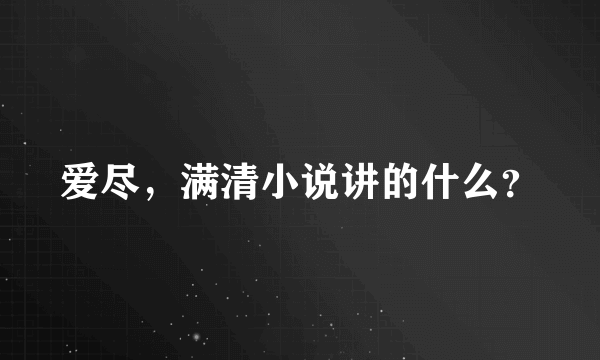 爱尽，满清小说讲的什么？