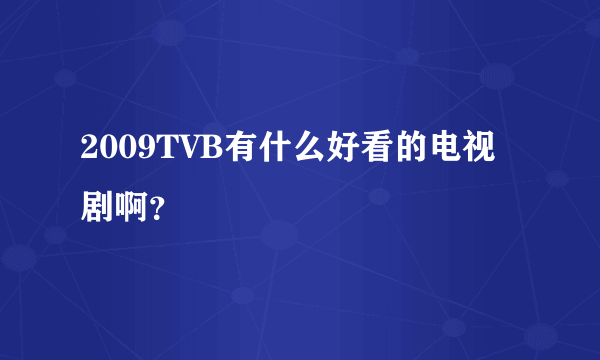 2009TVB有什么好看的电视剧啊？