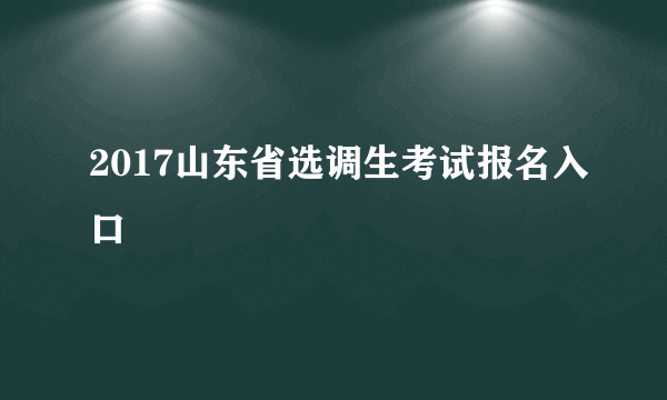 2017山东省选调生考试报名入口