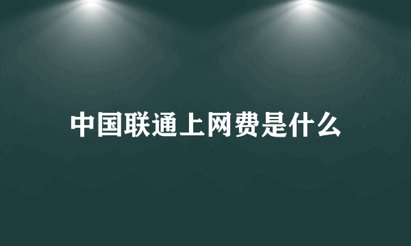 中国联通上网费是什么