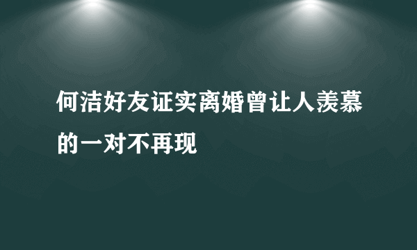 何洁好友证实离婚曾让人羡慕的一对不再现