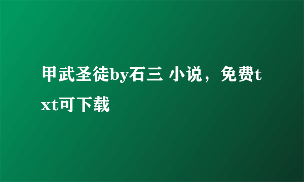 甲武圣徒by石三 小说，免费txt可下载