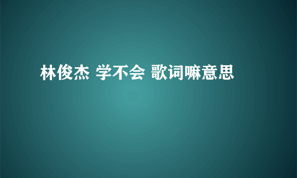 林俊杰 学不会 歌词嘛意思