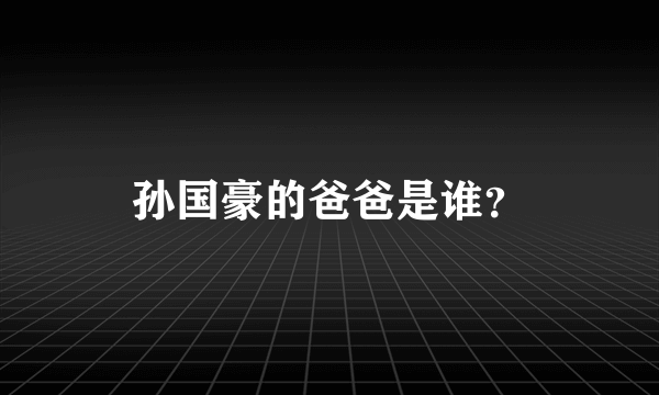 孙国豪的爸爸是谁？