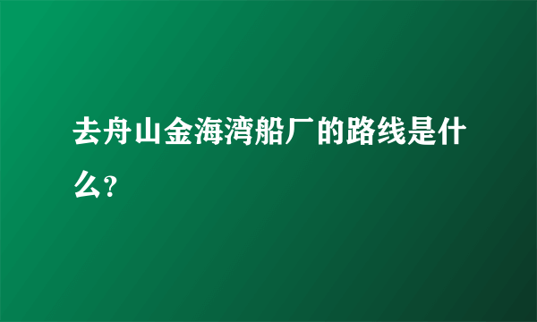 去舟山金海湾船厂的路线是什么？