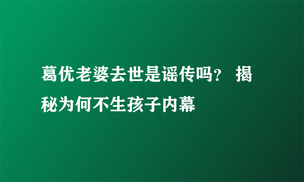 葛优老婆去世是谣传吗？ 揭秘为何不生孩子内幕