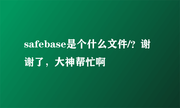 safebase是个什么文件/？谢谢了，大神帮忙啊