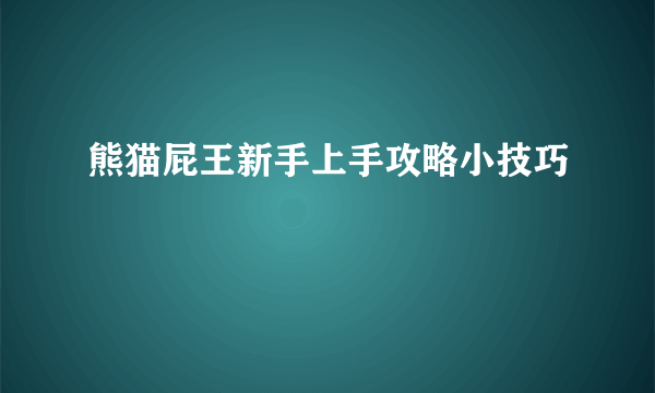 熊猫屁王新手上手攻略小技巧