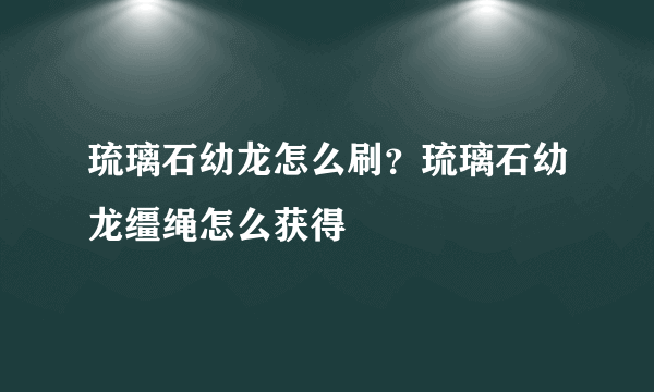 琉璃石幼龙怎么刷？琉璃石幼龙缰绳怎么获得