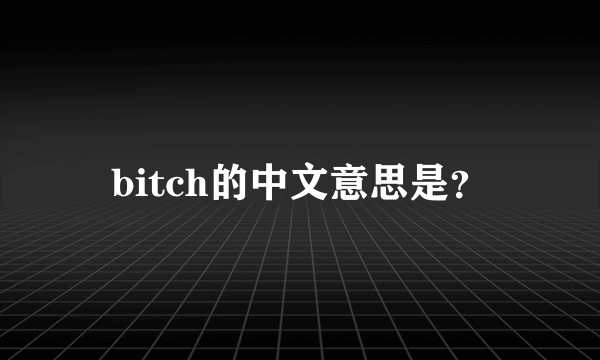 bitch的中文意思是？