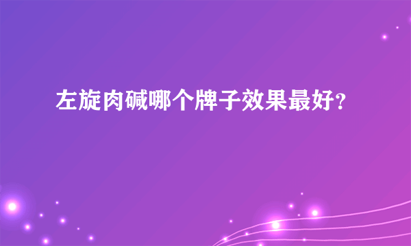 左旋肉碱哪个牌子效果最好？