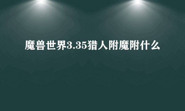 魔兽世界3.35猎人附魔附什么