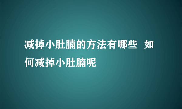 减掉小肚腩的方法有哪些  如何减掉小肚腩呢