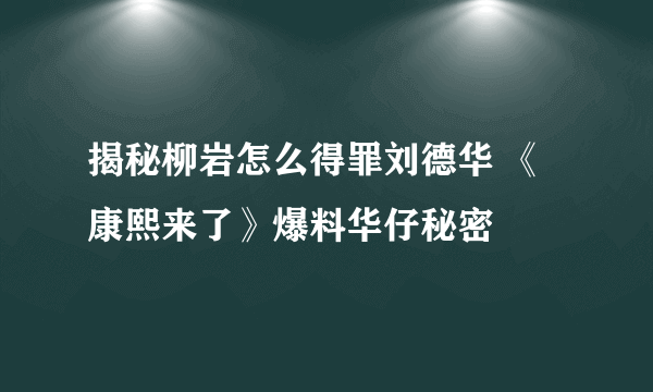 揭秘柳岩怎么得罪刘德华 《康熙来了》爆料华仔秘密