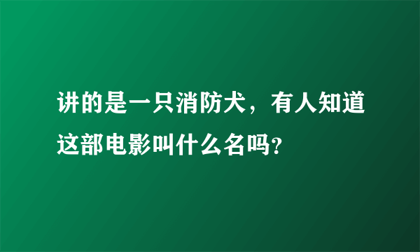 讲的是一只消防犬，有人知道这部电影叫什么名吗？