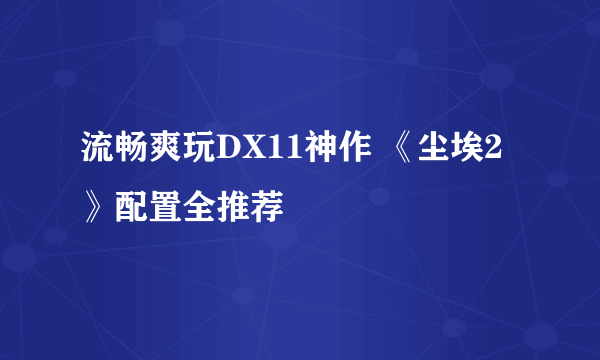 流畅爽玩DX11神作 《尘埃2》配置全推荐