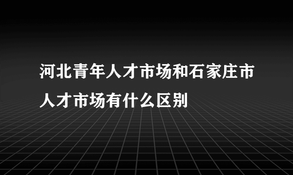 河北青年人才市场和石家庄市人才市场有什么区别