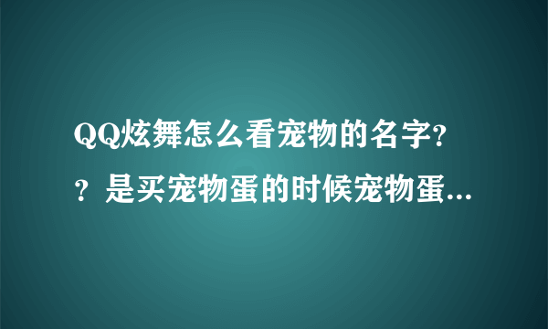 QQ炫舞怎么看宠物的名字？？是买宠物蛋的时候宠物蛋下面显示的那个名字！！