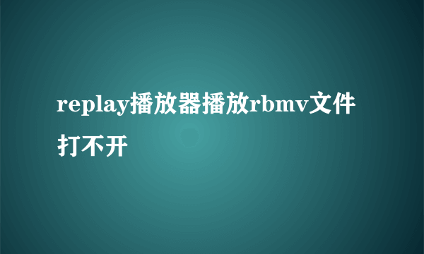 replay播放器播放rbmv文件打不开