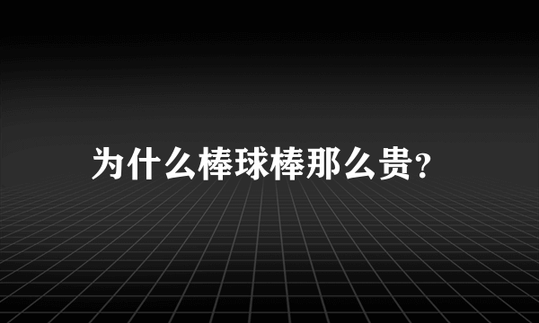 为什么棒球棒那么贵？