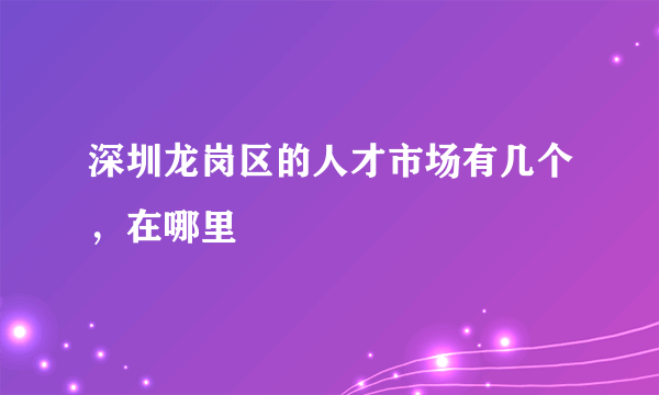 深圳龙岗区的人才市场有几个，在哪里