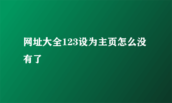 网址大全123设为主页怎么没有了