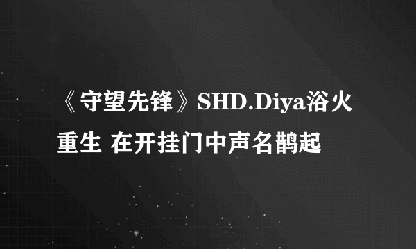 《守望先锋》SHD.Diya浴火重生 在开挂门中声名鹊起