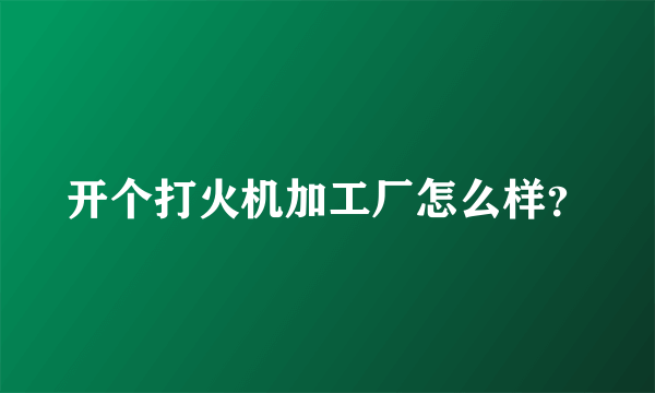 开个打火机加工厂怎么样？