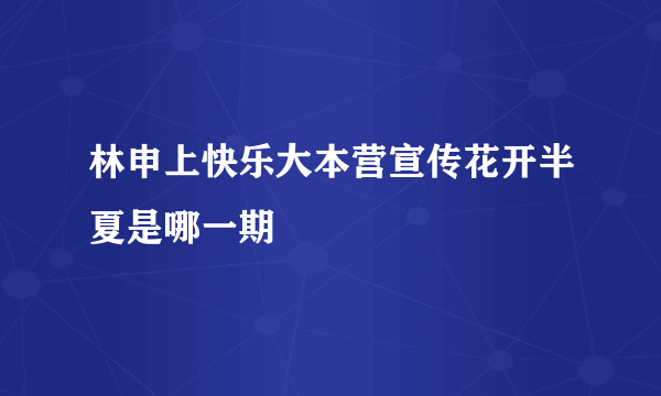 林申上快乐大本营宣传花开半夏是哪一期