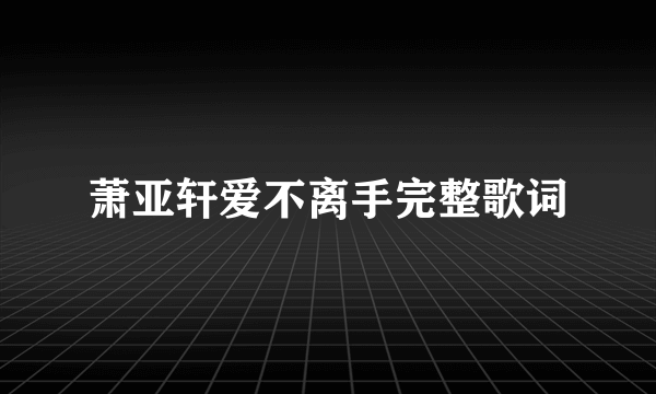 萧亚轩爱不离手完整歌词